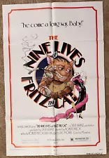 THE NINE LIVES OF FRITZ THE CAT 1974 MOVIE POSTER 27x41 SKIP HINNANT REVA ROSE