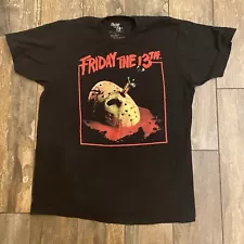 Friday The 13th Tshirt Large Jason Knife in Mask Black Unisex Shirt Retro Style