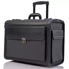 19 Wheeled Briefcase Rolling Case Sales Sample Pilot Lawyer Attache Black Bal...