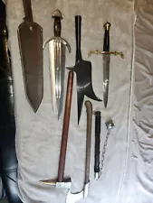 Medieval Weapon Lot Short Sword / Daggers, Mace , Warhammer , Axe And Polearm...