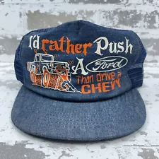 Vintage Trucker Hat Cap Trucker SnapBack Denim Made USA 80s 4x4 Truck Off Road