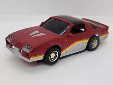 TYCO 1982 CHEVY CAMARO Z-28 RED/SILVER/YELLOW/ORANGE STRIPES SLOT CAR NEAR MINT