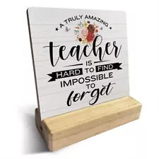 Teacher Gift Country a Truly Amazing Teacher is Hard to Find Wooden Plaque Si...