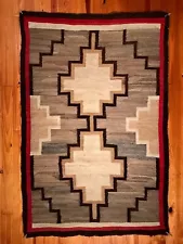 CLASSIC NAVAJO GANADO RUG, DOUBLE STEPPED TABLETA DIAMONDS, EXCELENT, C1930, NR!