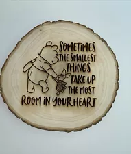 Disney Winnie The Pooh Engraved Wood Wall Decor Adorable Sign For Home 9 x 9 Inc