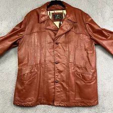 Vintage Leather Jacket Mens 4X Brown Mafia Mob Retro Disco Fight Club 70s