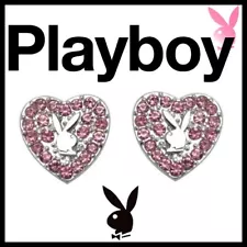 Playboy Earrings Bunny Heart Studs Pink crystal xoxo NWT NIB y2k Labor Day Sale