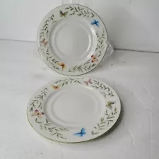 2 Arbor Life by Farberware Bread Plates Butterflies and Leaves 6.5"