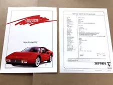 1988 Ferrari 328GTS 328GTB 328 1-page Original Sales Brochure Collectors Card