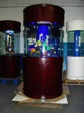 Full Cylinder Glass 280g Reef-Ready Aquarium with Cherry Stand Fish Tank + Sump