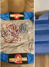 WWE WWF Wrestlemania 2 Official Real Scale Ring Parts Jakks Mat 13 Ropes 2 Steps