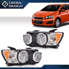 Pair Chrome Amber Halogen Headlight Left & Right Fit For 2012-2016 Chevy Sonic