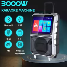 3000W Professional Karaoke Machine w/ 14" Lyrics Display Screen & 1 Wireless Mic