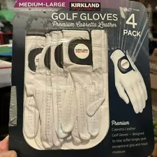 Kirkland LEFT Hand Golfp Glove for RIGHT Hand Golfer MED-LARGE 4 PACK Open box