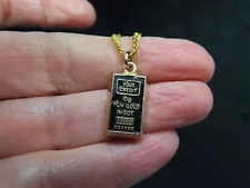 Vintage 1980's VINTAGE Faux Gold Bar Slide Pendant/Necklace