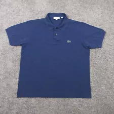 Lacoste Polo Shirt Mens 5 Large Blue Solid Crocodile Logo Cotton Golf Rugby