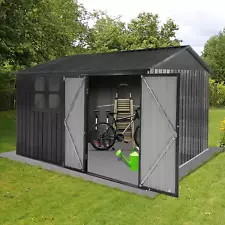 10FT X 8FT Sheds Outdoor with Window & Storage Clearance, Metal Anti-Corrosion U