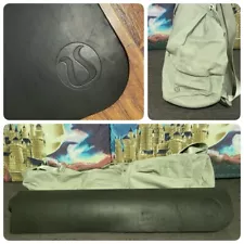 Lululemon Black Yoga Mat With Adjustable Shoulder Strap Green Carrier Bag -Read