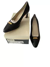 Vintage BALLY Women's Shoes Size 9 Black Calfskin Leather Pumps Made In Italy