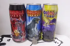 Godzilla Energy II III *EMPTY Drink Can* opened at top Limited Japan TOHO