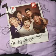 One Direction 1D Autographed Pillow 16” Black And Purple Silver Sparkles 2013