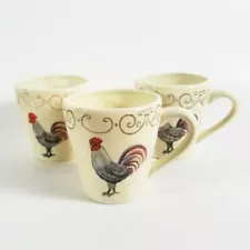 3 Rooster Coffee Mugs Cups 14 oz Mikasa Gourmet Basics