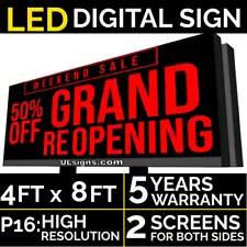 P16 (2 SIDES) 4FT (48") x 8FT (96") (RED) LED Digital Sign Board OUTDOOR SALE