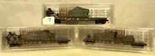 N scale Microtrains 3 military flat cars with tarp-covered loads