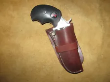 Leather Belt Holster NAA Black Widow OWB Chestnut Brown GC 240724