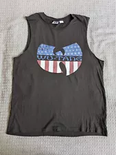 Wu Tang Tank Top Adult Large Black American Flag Logo Cut Sleeves For The Kids