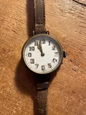 Antique Trench Wrist Watch for restoration leather Strap Mens WW1 rare Military