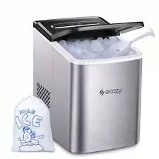 26.5Lbs Countertop Home Ice Maker Machine 9 Cube 6Mins Ice Making Self-Cleaning