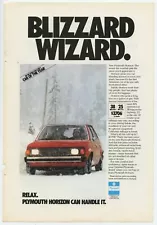 1978 PLYMOUTH HORIZON Print Advertisement BLIZZARD WIZARD Car of the Year