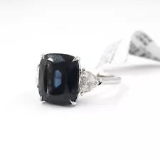 Estate 18K White Gold Ring with 6.62ct Cushion Cobalt Spinel & 1.08ct Diamonds