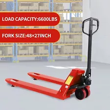 APOLLOLIFT Red Hydraulic Hand Pallet Jack 6600lb Duty Manual Pallet Truck 48X27"