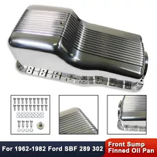 For Ford SBF 289 302 1962-82 Polished Aluminum Front Sump Retro Finned Oil Pan