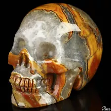 3.5" Empire Red Agate Hand Carved Crystal Skull, Realistic, Crystal Healing