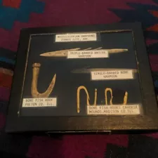 Indian Artifacts Fish Hooks Harpoons Cahokia Zebree Bone Antler