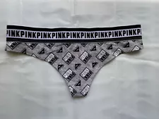 Victoria's Secret PINK Logo All Over Dogs Thong Pantie Sz M