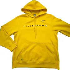 Nike Livestrong Hoodie Drawstring Pullover Yellow Medium Therma Lance Armstrong