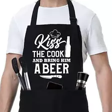 Funny Chef Apron for Men, Grilling Apron with 3 Pockets, Cooking Aprons for