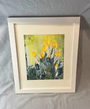 ORIGINAL WATERCOLOR PAINTING OF YELLOW TULIPS-SIGNED