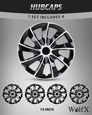 14" 4 Pack Black+Silver Snap On Full Hub Caps Wheel Covers For R14 Car Truck SUV (For: 1992 Subaru Legacy)