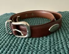 Men's Footjoy Genuine Leather Golf Belt Brown Silver Made In USA Size 36