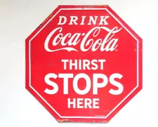 Coca Cola Thirst Stops Coke Here Metal Sign