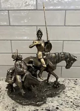 Don Quixote Sancho Panza Sculpture Figure Spanish Statue Antique Bronze Finish