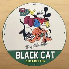 VINTAGE BLACK CAT CIGARETTES PORCELAIN SIGN GAS STATION SALES SERVICE PUMP PLATE