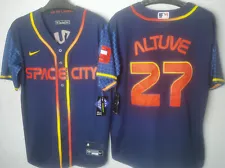 Jose Altuve #27 Houston Astros City Connect Navy Cool Base Jersey.