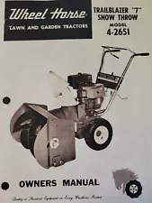 Wheel Horse Walk-Behind Snow Thrower Trailblazer "7" 4-2651 Owner & Parts Manual