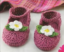 POSY TOESY SANDALS BABY SHOES WITH FLOWER 3 SIZES CROCHET PATTERN INSTRUCTIONS